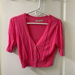 Cropped pink button down sweater